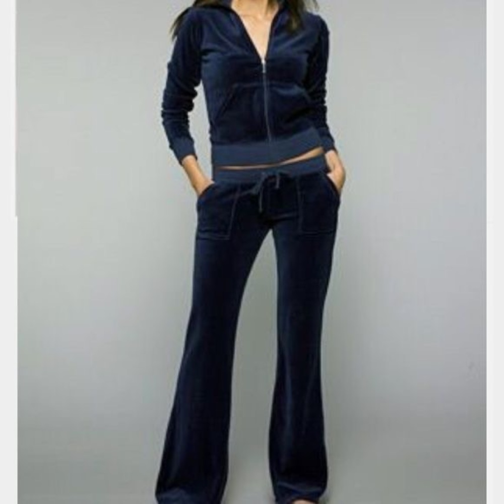 NWT Juicy Couture Navy Blue Velour Pants XL